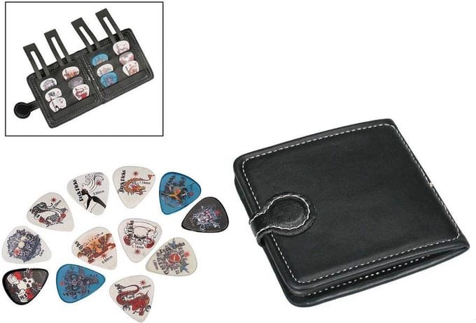Plectrumportemonnee - Boston PP-312 - PVC - Zwart - Incl 12 celluloid plectrums - Skulls & bones