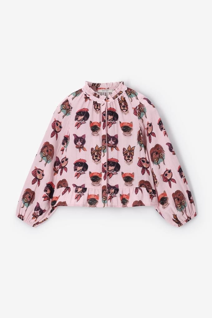 Sissy-Boy - Lichtroze blouse met hondjes print