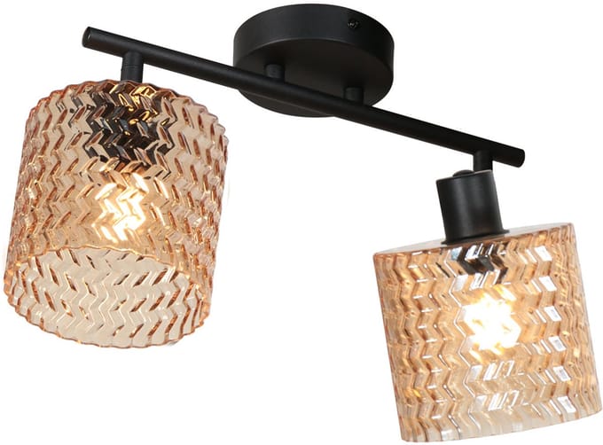 Spot - amberkleurig zwart - Ocre - glas metaal - kleurglas-lamp - E14 - 4224ZW - Mexlite