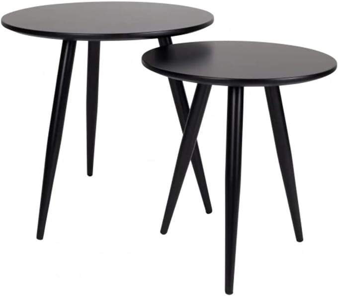 Set van 2 zwarte houten bijzettafels van 50x50x50 cm