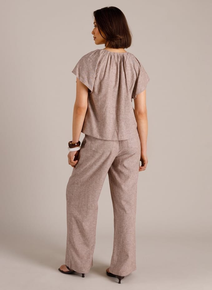 YEST Manon Tops - Coffee Brown/Off Whi - maat 36