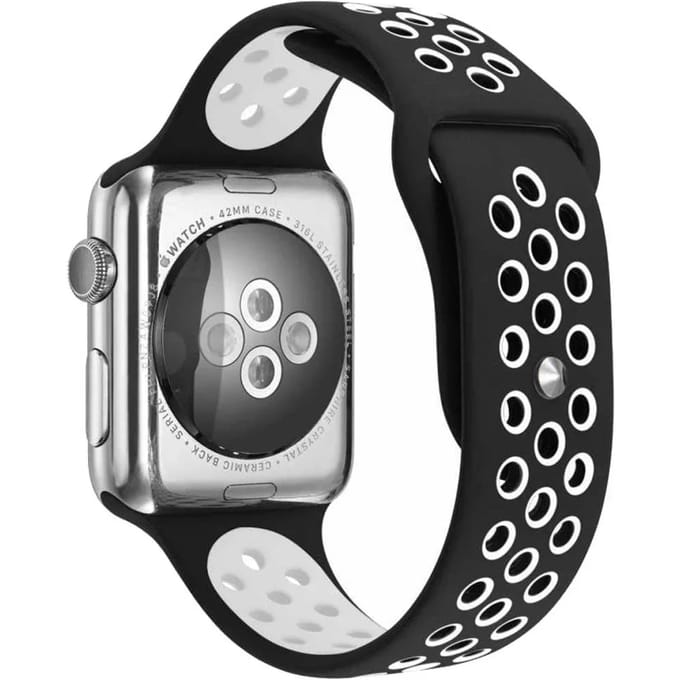 2+1 | Apple Watch Bandje Stryde - Dubbel - Siliconen - Zwart Wit