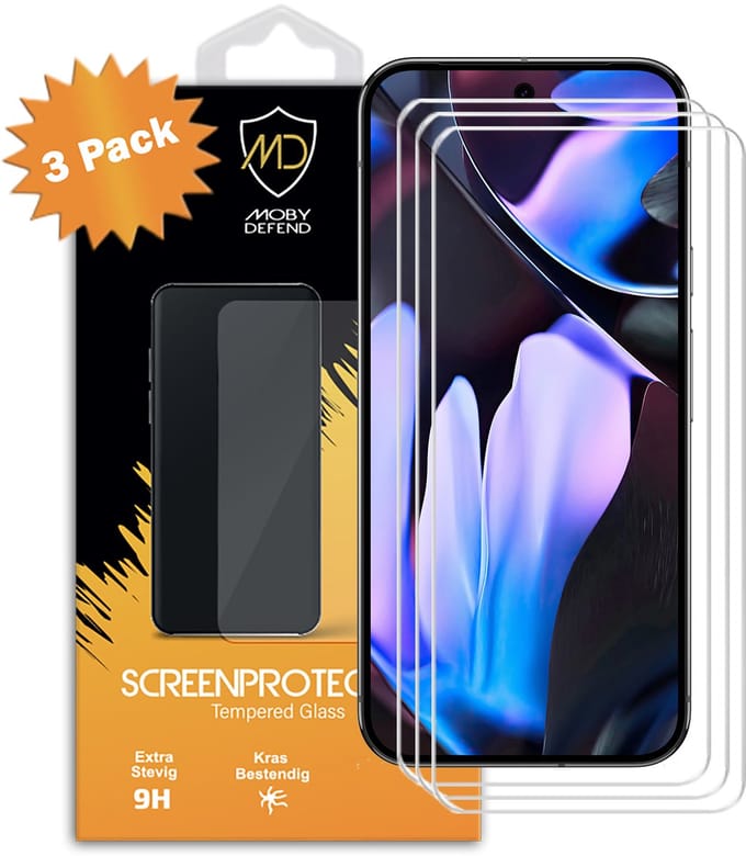 3-Pack MobyDefend Screenprotectors - Geschikt voor Google Pixel 9 Pro XL - Case-Friendly Screensavers - Gehard Glas