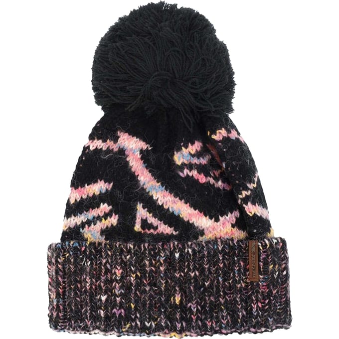 Trespass Dames/Dames Diandra Kleurblok Gebreide Pom Pom muts (Zwart)