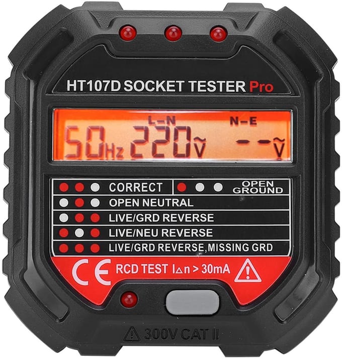 ONF3 - LCD Digitale Display Stopcontact Tester - Spanningszoeker - Veiligheidstest - 90-250V - Elektroscoop - Voor thuisgebruik - Compact model