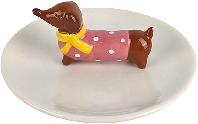 Clayre & Eef Decoratie schaal Hond Wit Keramiek