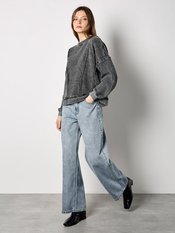 Sweatshirt met wafelpaneel