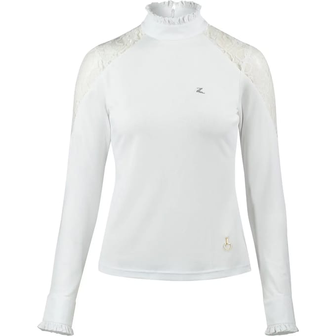 Polo met lange mouwen met kant voor dames Horze Sylvie