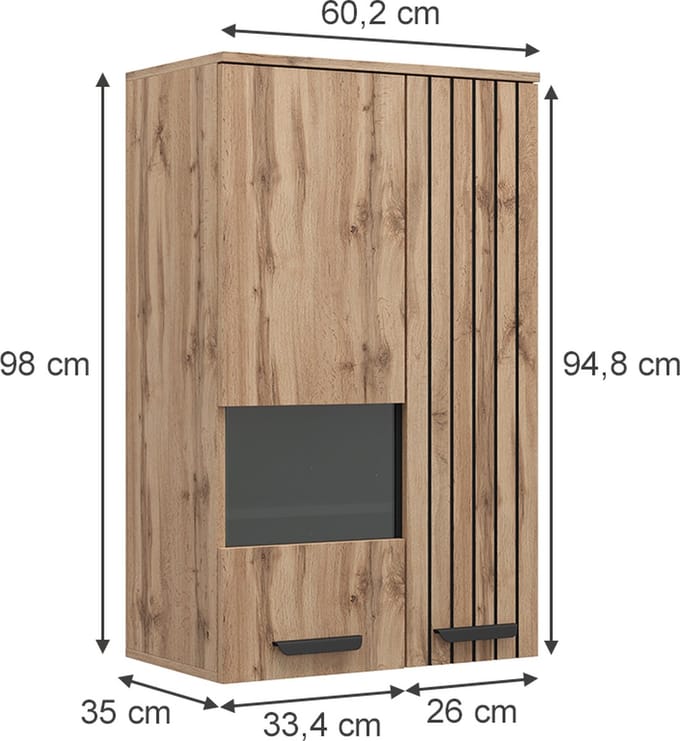 Vicco Amber Wandkast – 60.2 cm met 2 deuren Bruin