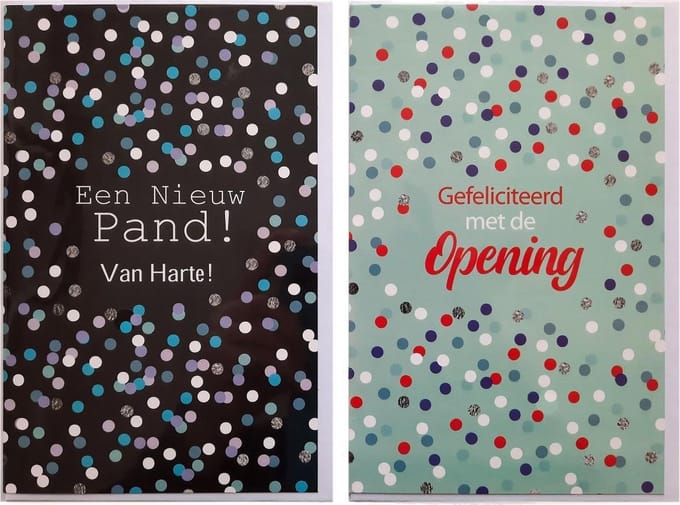 2 Wenskaarten - Opening + Een nieuw Pand – 12 x 17 cm