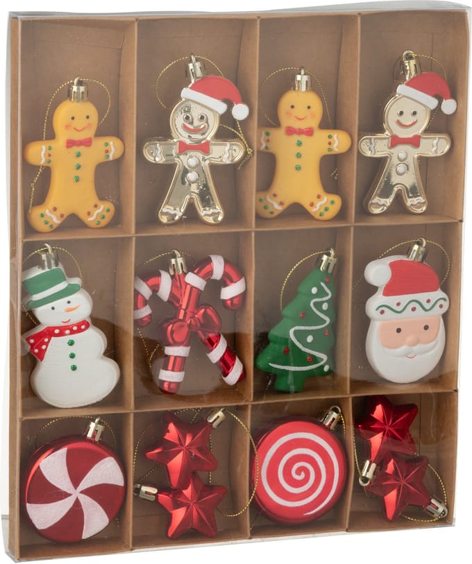 J-Line hanger Kerstmis - kunststof - mix - doos van 13