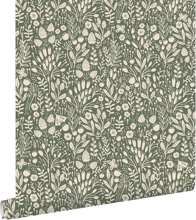 ESTAhome behang bloemetjes groen - 50 x 900 cm - 131250