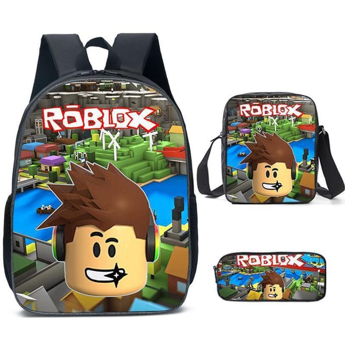 Roblox Student Schooltas Basisschool en Middelbare School Rugzak Modetrend Rugzak Drie Delig Set pencil case
