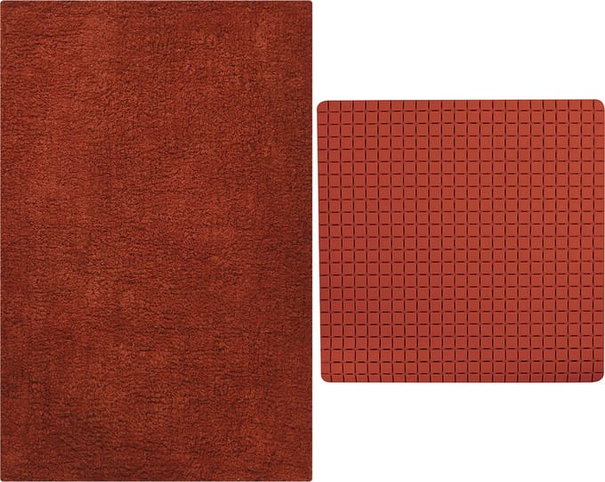MSV Douche anti-slip/droogloop matten - Napoli badkamer set - rubber/polyester - terracotta