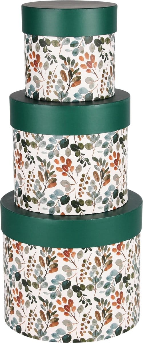 Dekoratief | Set 3 tondozen 'Warm Leaves', karton, 23x23x20cm | A240211