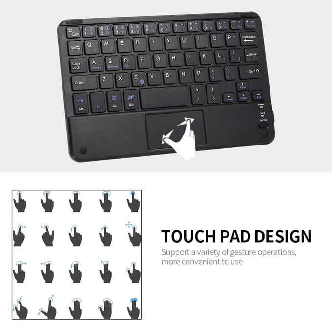 Draadloos BT 3.0-toetsenbord 59 toetsen Ultraslank mini-BT-toetsenbord met touchpad Ondersteuning Android Windows zwart
