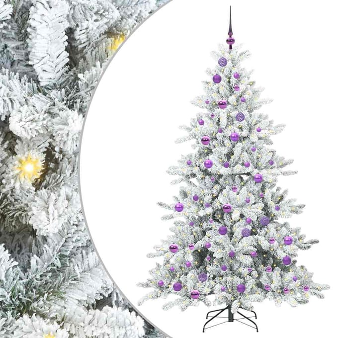 vidaXL - Kunstmatige - Hinged - Kerstboom - Wit - 180 - cm - PVC - en - Staal