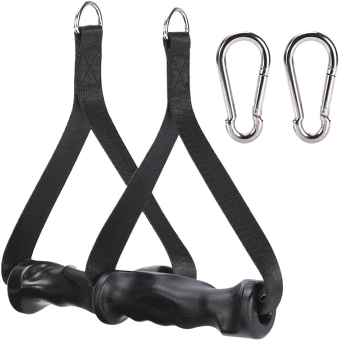Fitness Handgrepen - Roeihandgrepen Kabelgrepen - Krachttraining Thuis - Antislip Ergonomisch Ontwerp - 24 cm Lengte - Zwart