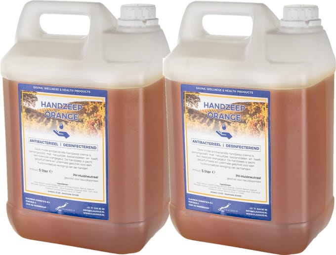 Handzeep Orange 5 liter - set van 2 stuks - navulling - Voordeelverpakking