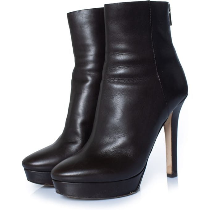 Jimmy Choo donkerbruine leren plateaulaarzen