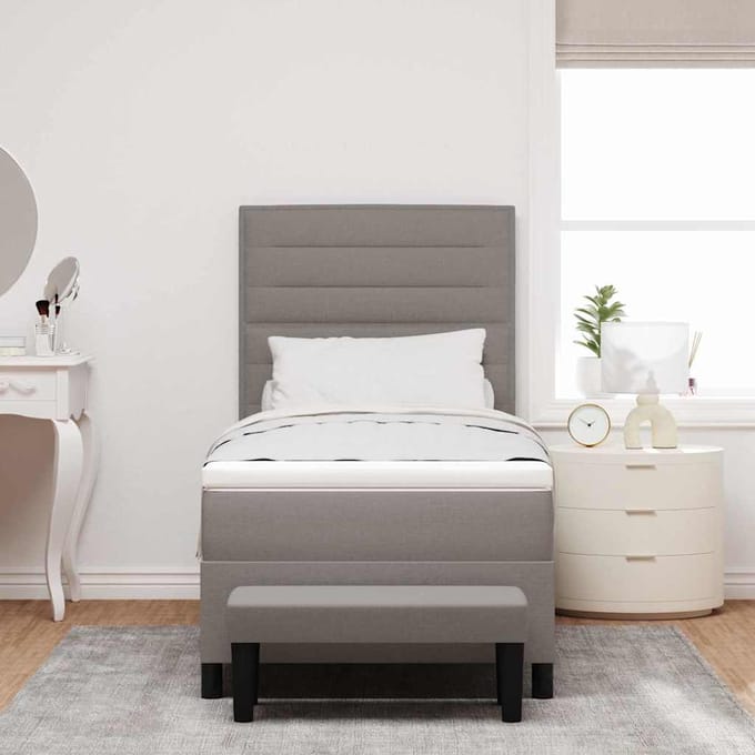 vidaXL - Boxspring - bed - met - hoofdeinde - Taupe - 100 - x - 200 - cm - Stof