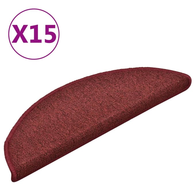 vidaXL - Trapmatten - 15 - st - 56 - x - 17 - x - 3 - cm - Non-Slip - Bordeaux - Rood