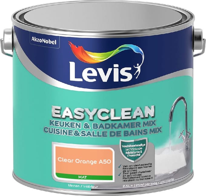 Levis - Easyclean Keuken & Badkamer Mix - Clear Orange A50 - Mengverf - 2,5 L