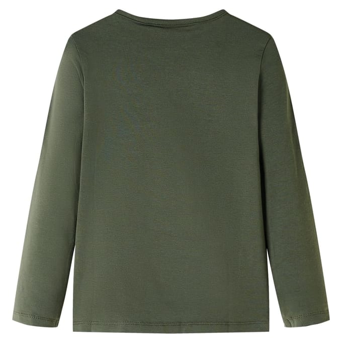 vidaXL - Kindershirt - met - lange - mouwen - 128 - kakikleurig