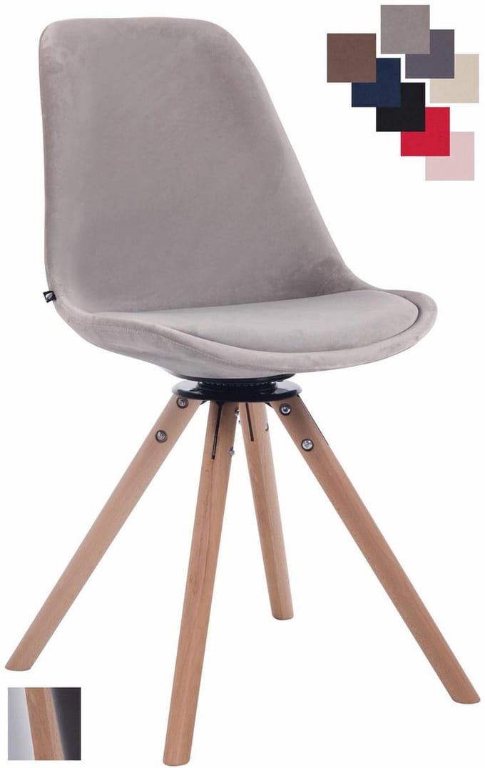 CLP Troyes Eetkamerstoel - Rond frame - Fluweel natura grijs