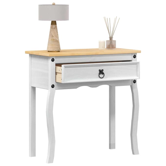 vidaXL - Console - tafel - Wit - 73 - x - 35 - x - 73 - cm - Massief - grenenhout