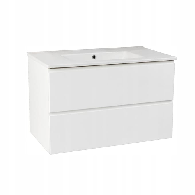 STAMAR - Hangende Badkamerkast met Wastafel 80 Stille Sluiting 2 Lades - Wit