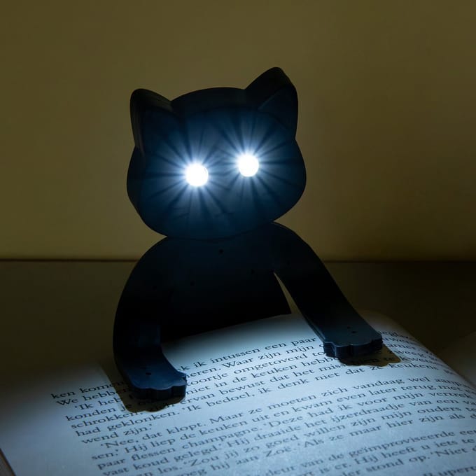 Nachtlampje kat cadeau voor haar boekenlegger nachtelijke kattenliefhebber
