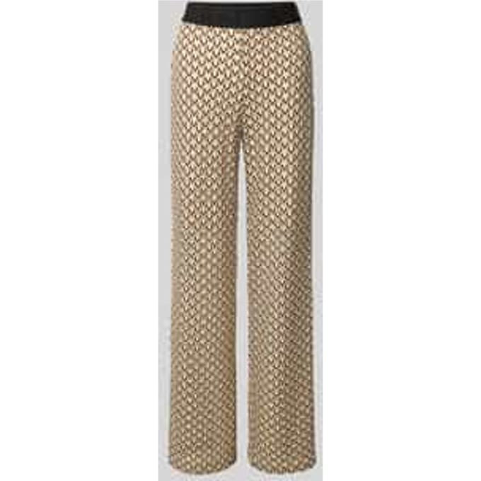 Straight leg stoffen broek met elastische band met label, model 'ELAINE'