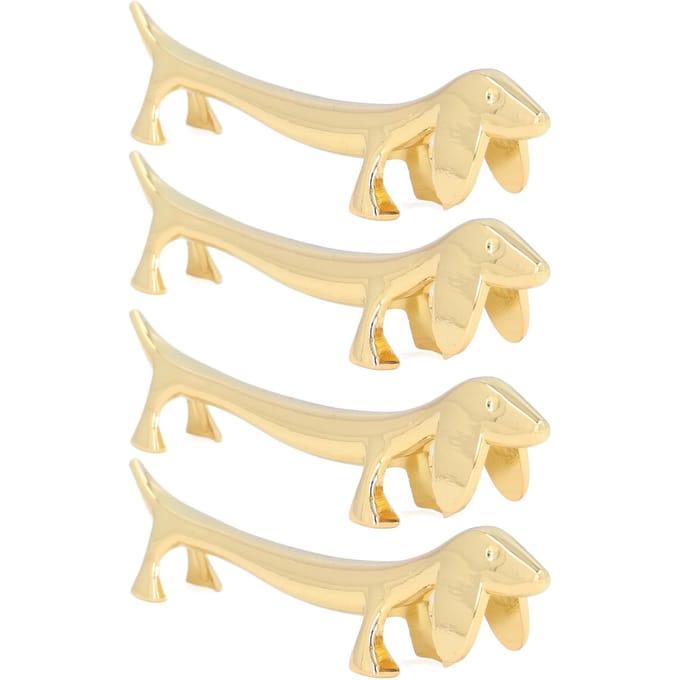 4 Stuks Eetstokjeshouder Gladder Oppervlak Herbruikbaar Schattig Dierontwerp Gouden Eetstokjeshouder voor Thuis Restaurant Feest Teckel beige