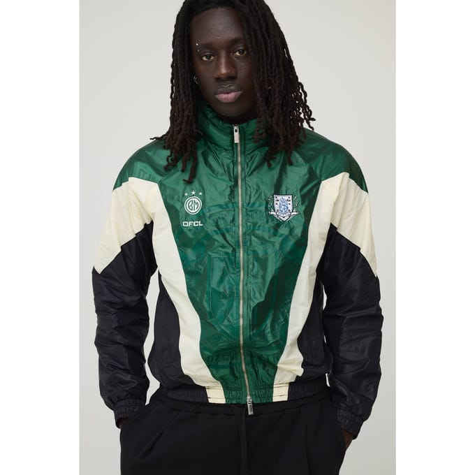 Oversized Funnel Neck Circa 98 Crest Colour Block Trainingsjack | Black | Size Small