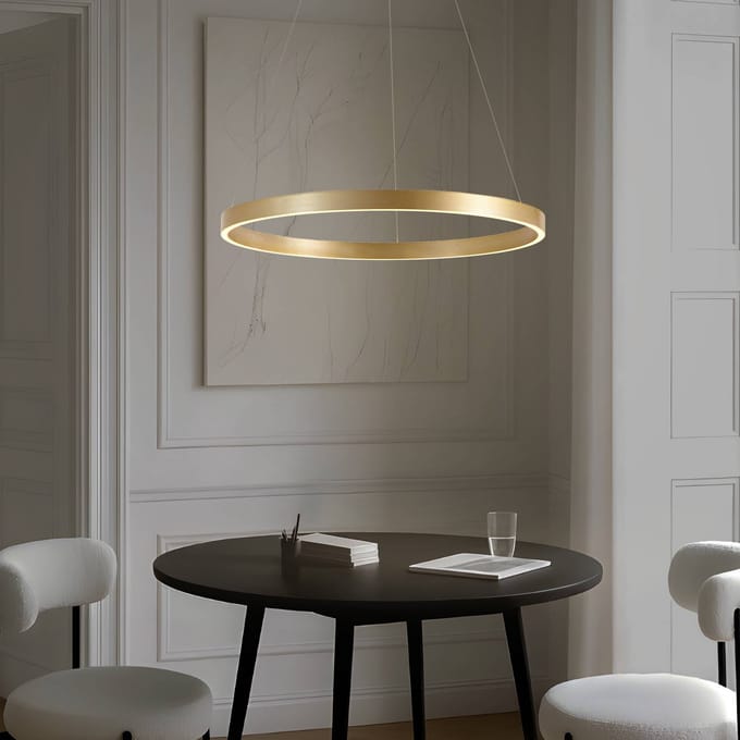 Lucande - Hanglampen- met dimmer - CCT - 1licht - Metaal, siliconen - H: 4.5 cm - goud, wit - Inclusief lichtbron