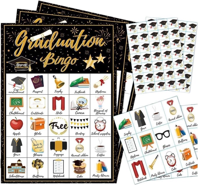 Afstudeer Bingo Kaarten - Feest Benodigdheden - Klas Spel Viering - 24 Speler Interactief - 17.7x12.7cm