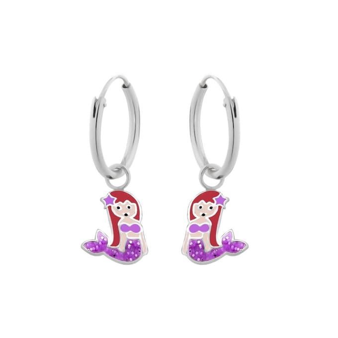 WeLoveSilver - Kinderoorbellen zilver - zeemeermin hanger - 21 mm