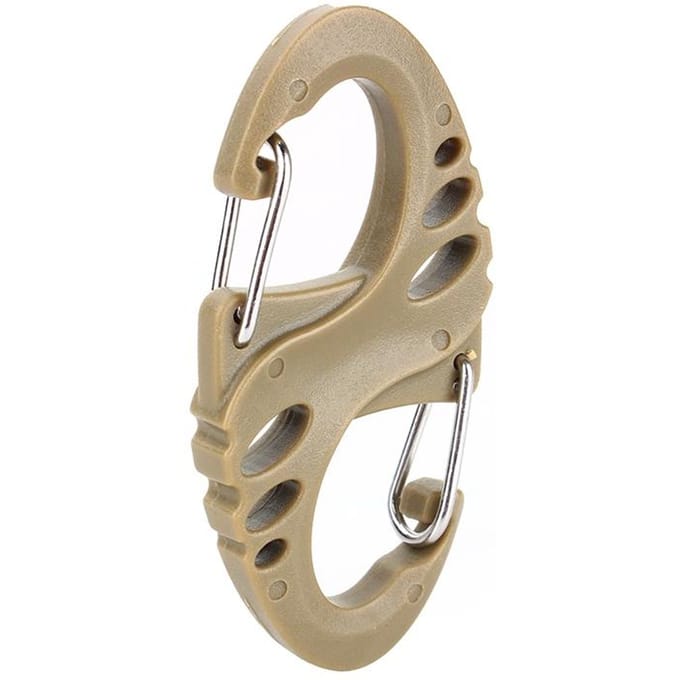 Mousqueton d'escalade Type S Mousqueton à double boucle Porte-clés Mini mousqueton kaki