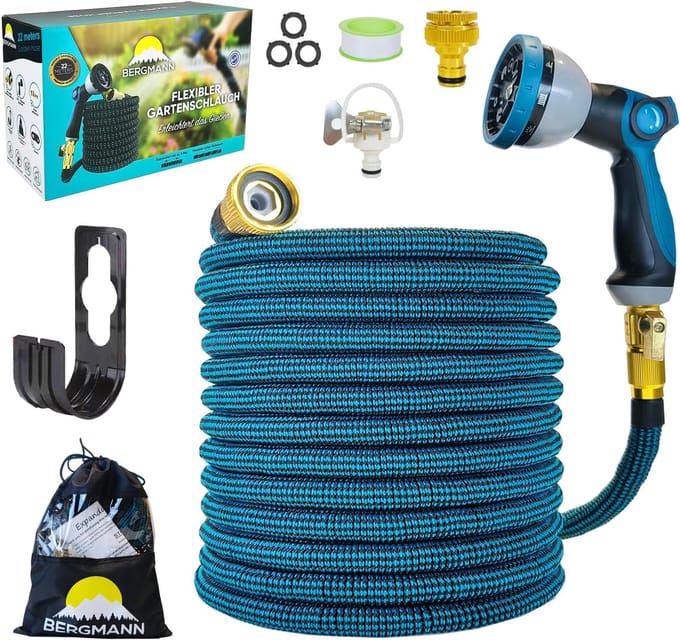 Tuinslang - Flexibele slang - Moeiteloos besproeien - 3-voudige latexkern - 22 meter - Blauw
