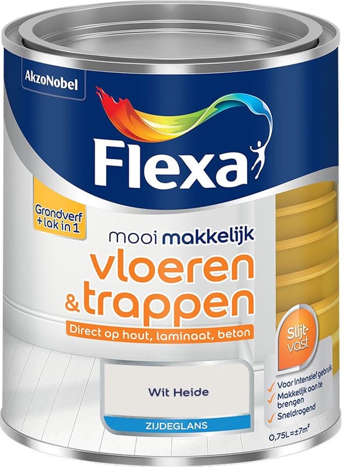 Flexa - Mooi Makkelijk Vloeren & Trappen Zijdeglans - Wit Heide - Mengverf - 750 Ml