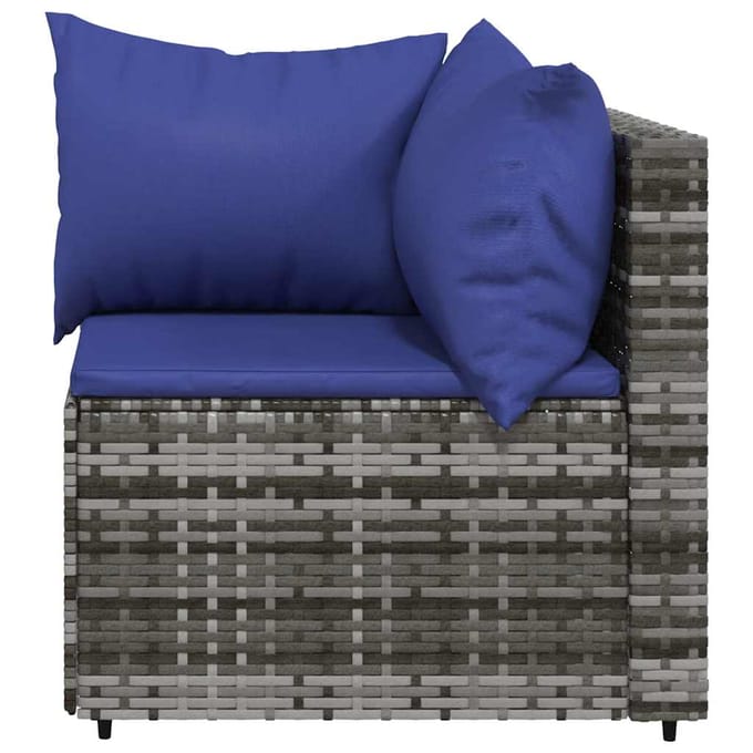vidaXL - Tuinhoekbank - met - kussens - poly - rattan - grijs