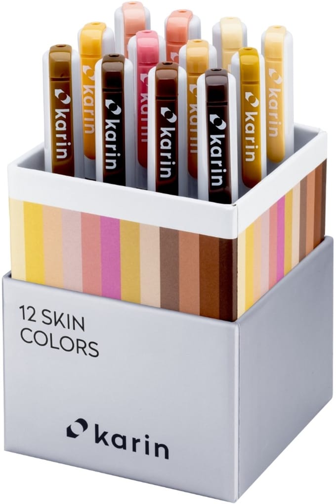 Karin Realbrush PRO Aquarelmarkers Set 12 kleuren Skin Colours