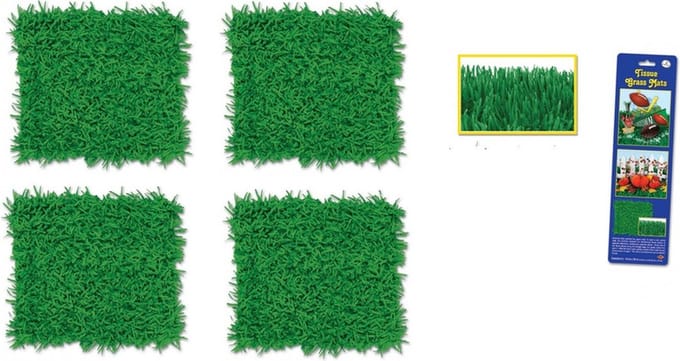 Decoratie grasmatten - 4x st - 38 x 76 cm - papier - hobby/knutselen - Paasversiering
