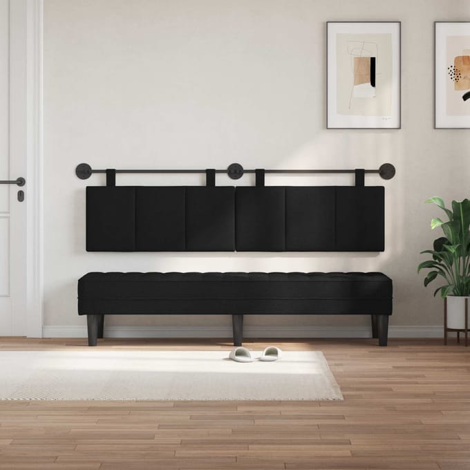 vidaXL - Hangend - hoofdbord - Zwart - Stof