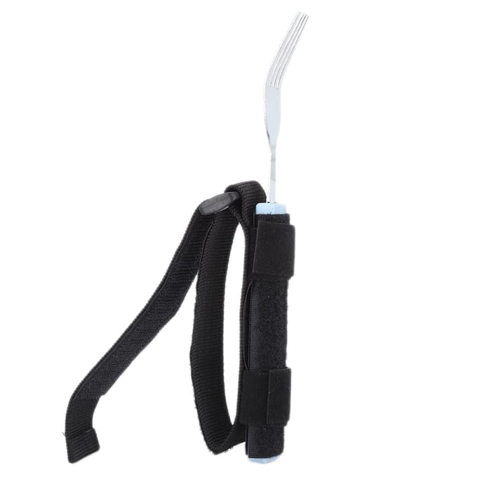 Cuillère Fourchette Flexible Rotative Aide à Manger Ustensile pour Patient Handicapé Personne Âgée black