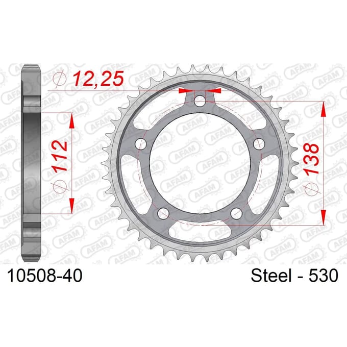 Stalen tandwiel Afam 530 40 dents