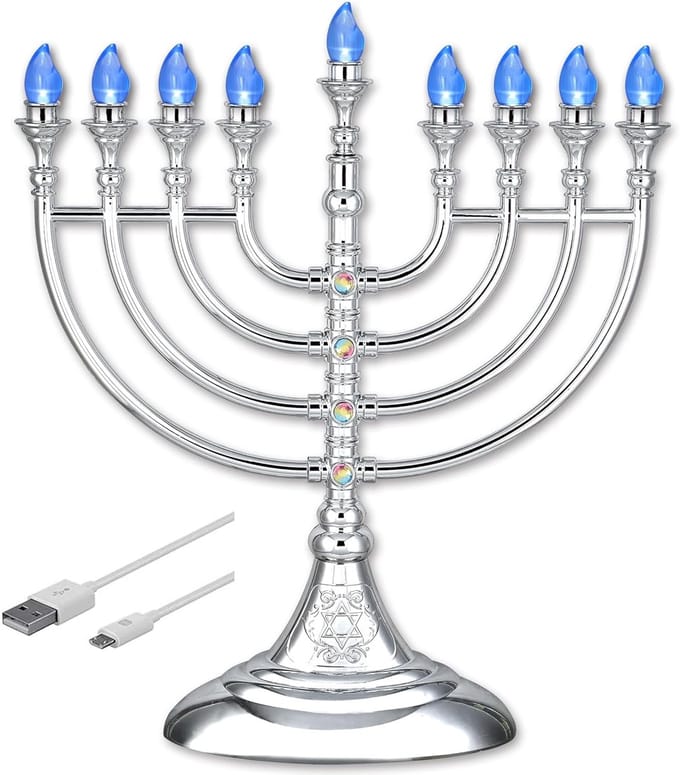 Elektrische LED Chanoeka Menorah met USB en Batterijvoeding