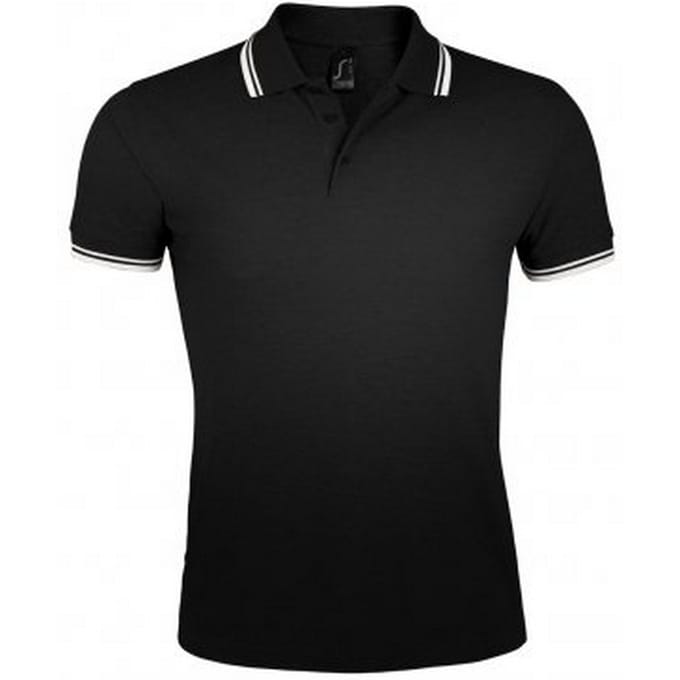 SOLS Heren Pasadena getipt korte mouw Pique Polo Shirt (Zwart/Wit)