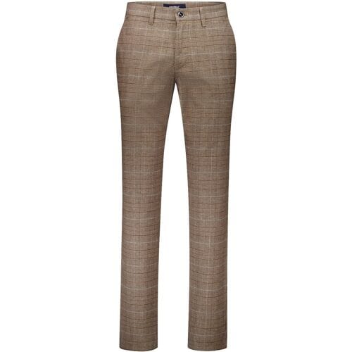 Gardeur Broek Bono Wool Look Cotton Blend Check Soft Touch Zand / male